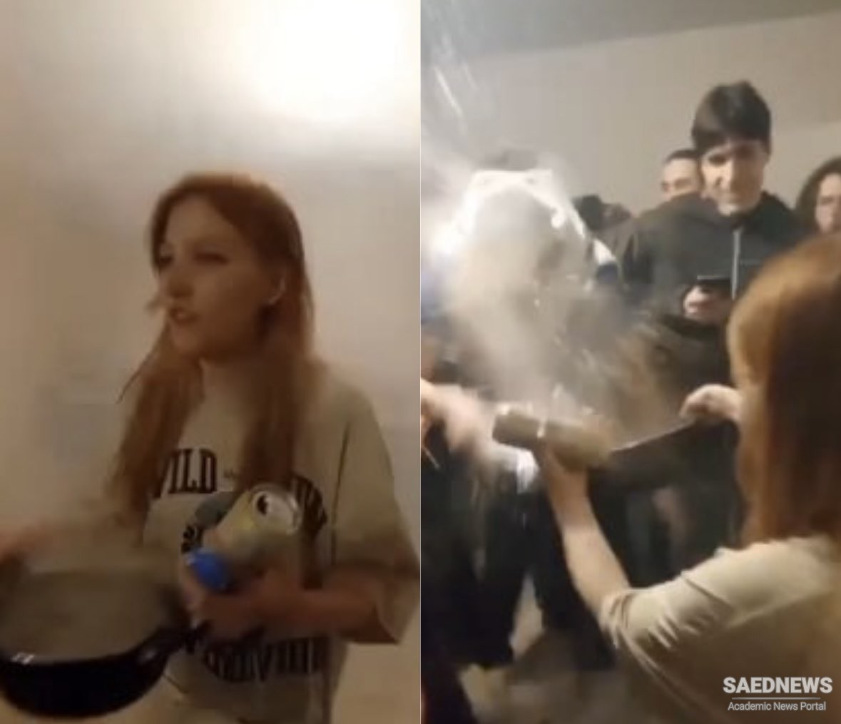 Russian Party Turns Wild When A Guy Is Assaulted by a Girl with Boiling Pot