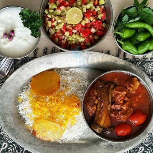 Aubergine Stew with Rice a Special Offer for Bademjan Fans
